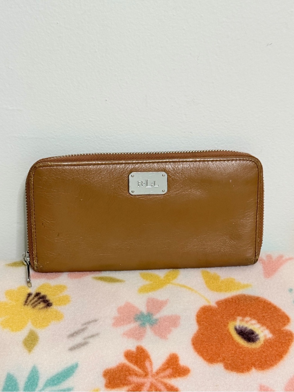 Ralph Lauren Brown Leather Zip Wallet